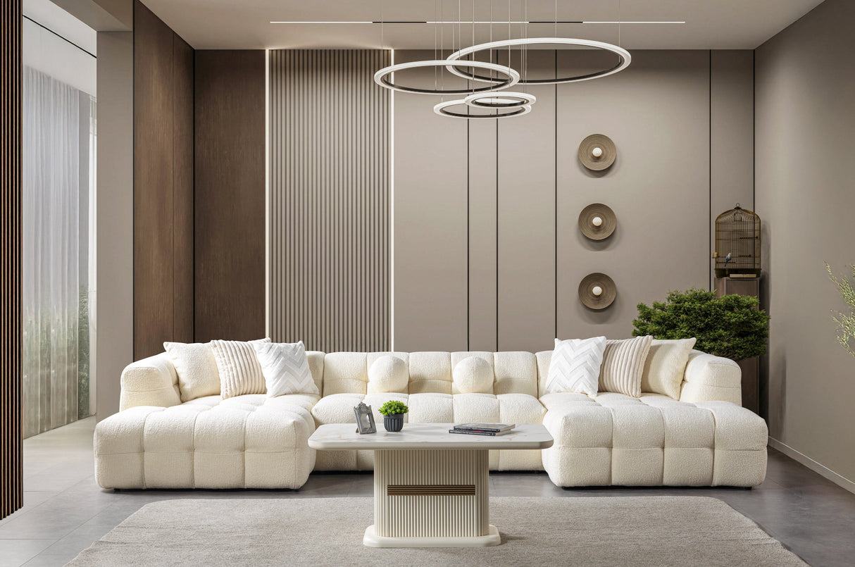 Ivy Ivory Boucle Double Chaise 146" Sectional from Nova Furniture - Luna Furniture