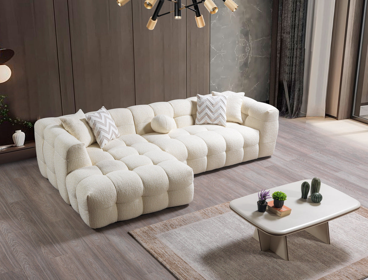 Ivy Ivory Boucle LAF Sectional from Nova Furniture - Luna Furniture