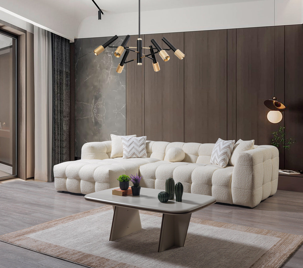 Ivy Ivory Boucle LAF Sectional from Nova Furniture - Luna Furniture