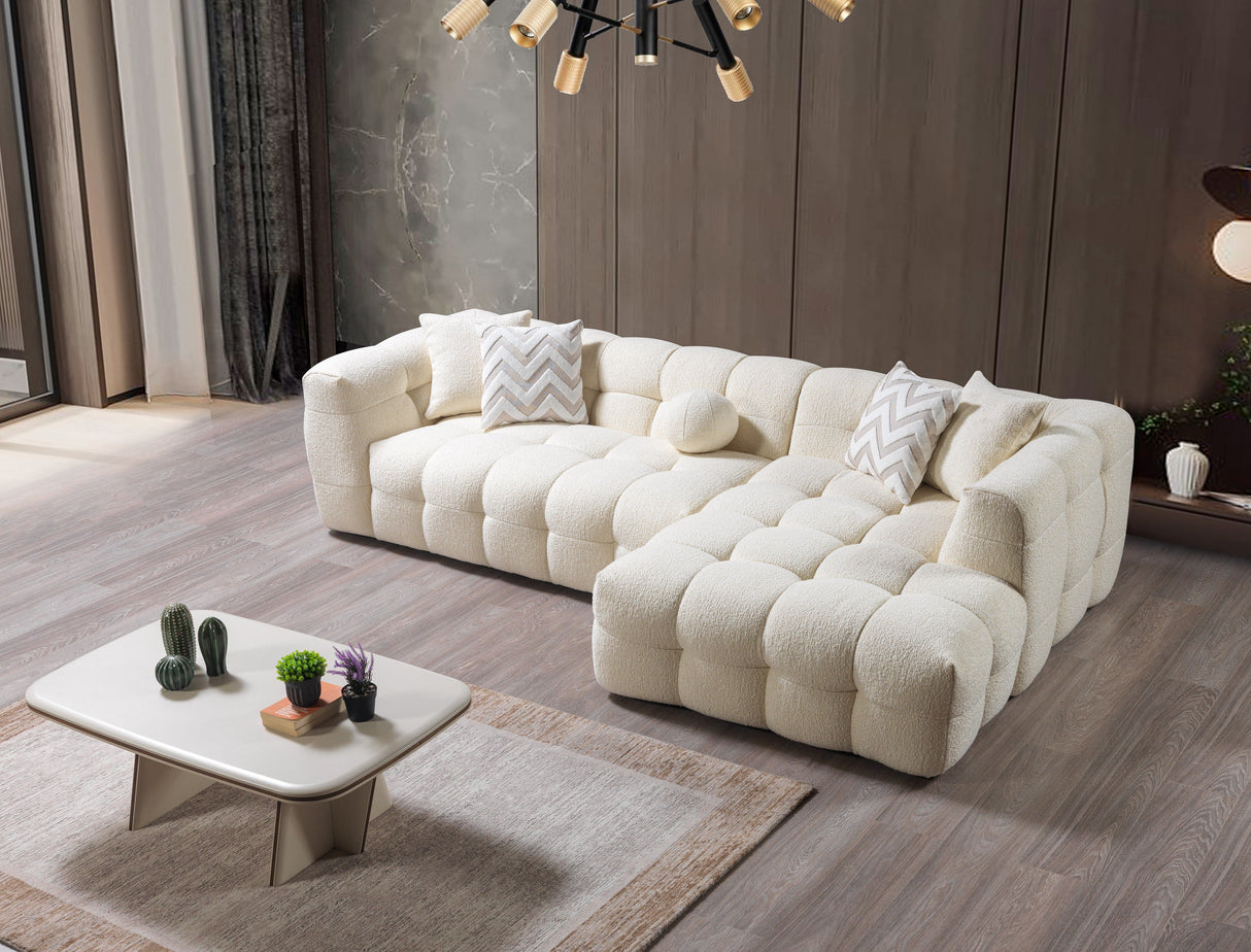 Ivy Ivory Boucle RAF Sectional from Nova Furniture - Luna Furniture