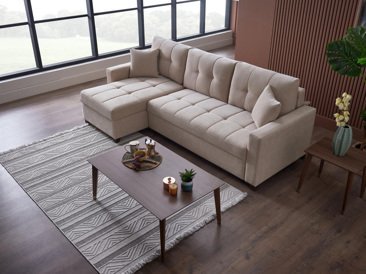 Ivy Koopsi Beige Sleeper Storage Sectional from Bellona - Luna Furniture