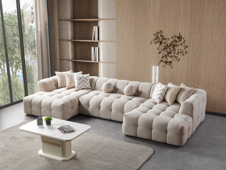 Ivy Sand Boucle Double Chaise 146" Sectional from Nova Furniture - Luna Furniture