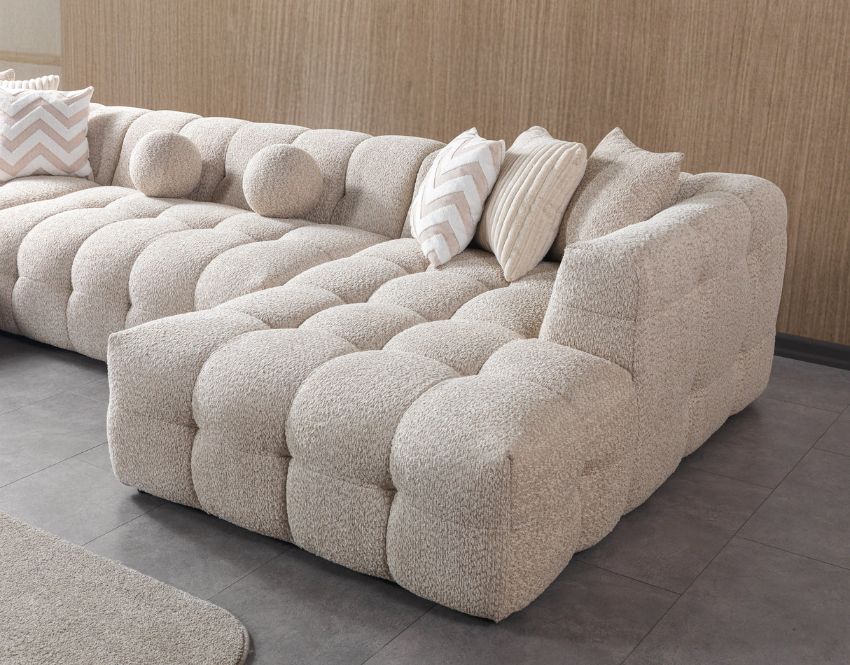 Ivy Sand Boucle Double Chaise 146" Sectional from Nova Furniture - Luna Furniture