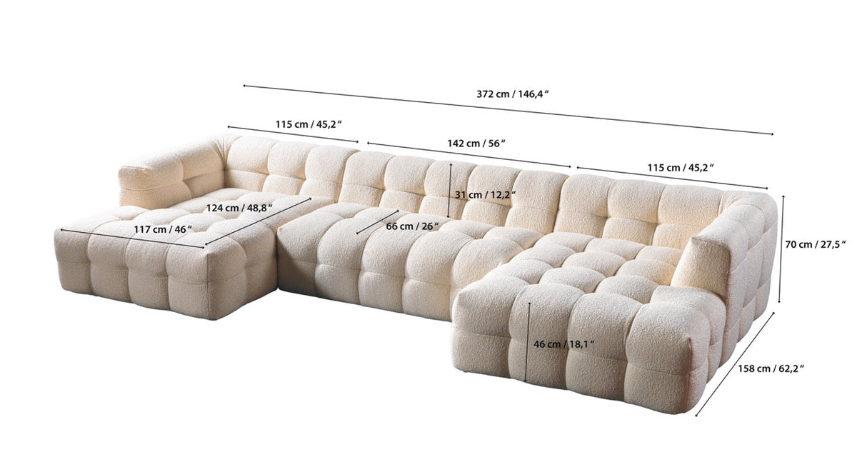 Ivy Sand Boucle Double Chaise 146" Sectional from Nova Furniture - Luna Furniture