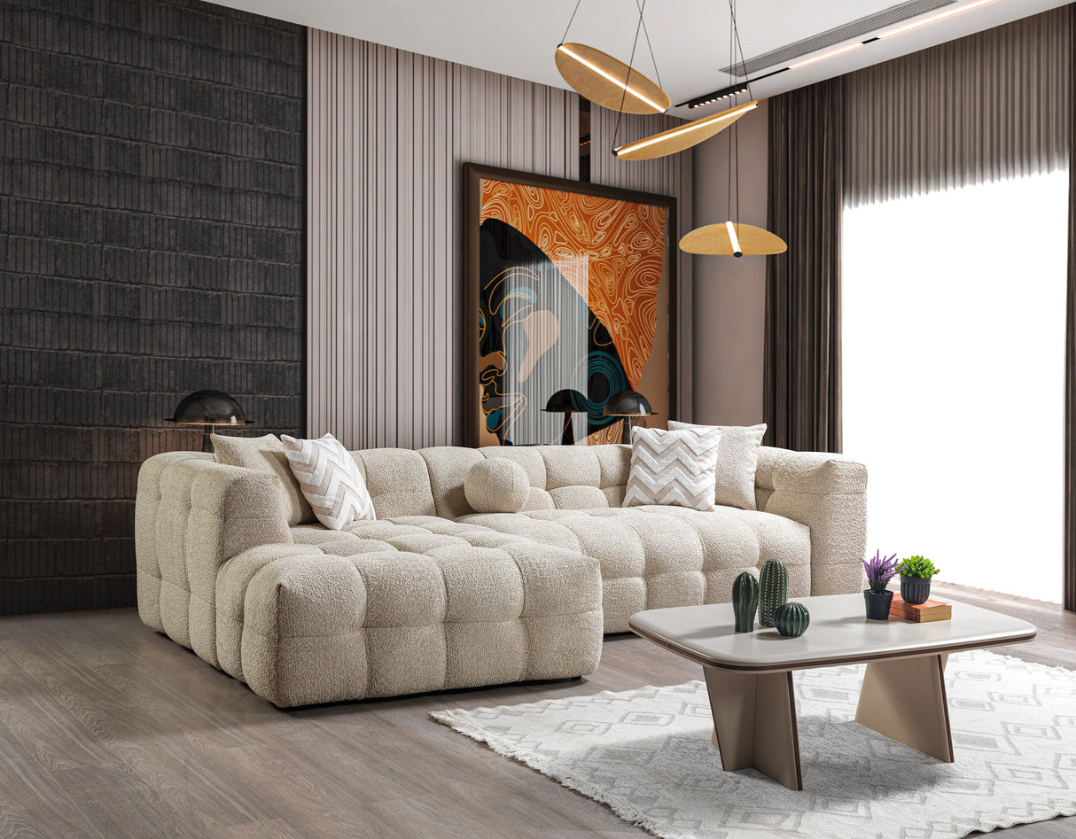 Ivy Sand Boucle LAF 110" Sectional from Nova Furniture - Luna Furniture