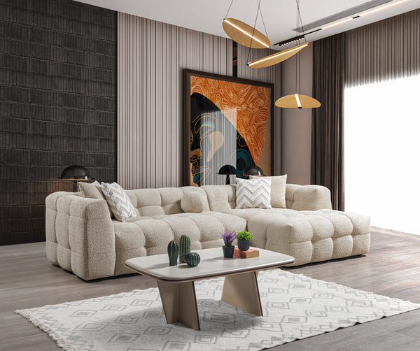Ivy Sand Boucle RAF Chaise Sectional
