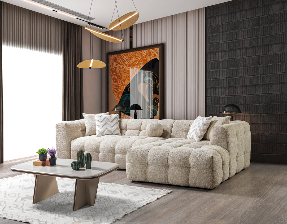Ivy Sand Boucle RAF Chaise Sectional from Nova Furniture - Luna Furniture