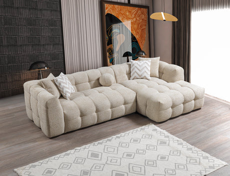 Ivy Sand Boucle RAF Chaise Sectional from Nova Furniture - Luna Furniture