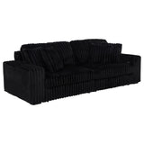 Jacana Black Corduroy Upholstered Dual Power Chaise Sofa from Coaster - Luna Furniture