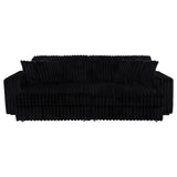 Jacana Black Corduroy Upholstered Dual Power Chaise Sofa from Coaster - Luna Furniture