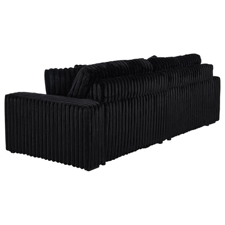 Jacana Black Corduroy Upholstered Dual Power Chaise Sofa from Coaster - Luna Furniture