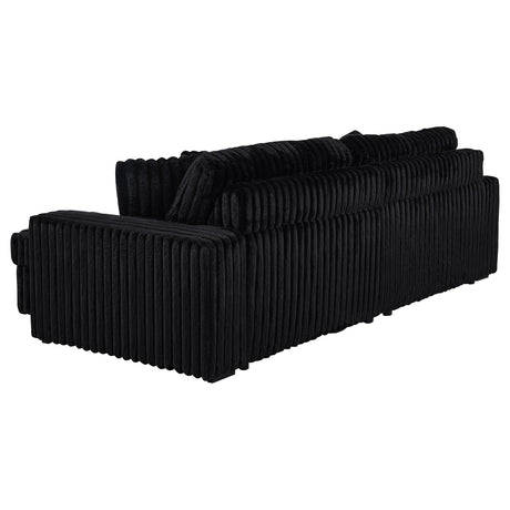 Jacana Black Corduroy Upholstered Dual Power Chaise Sofa from Coaster - Luna Furniture