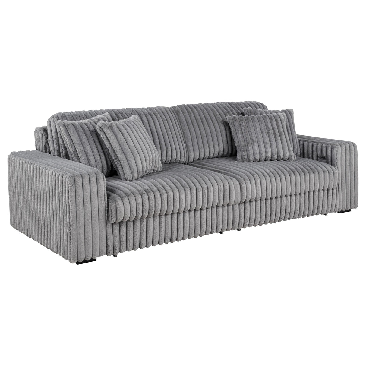 Jacana Gray Corduroy Upholstered Dual Power Chaise Sofa from Coaster - Luna Furniture