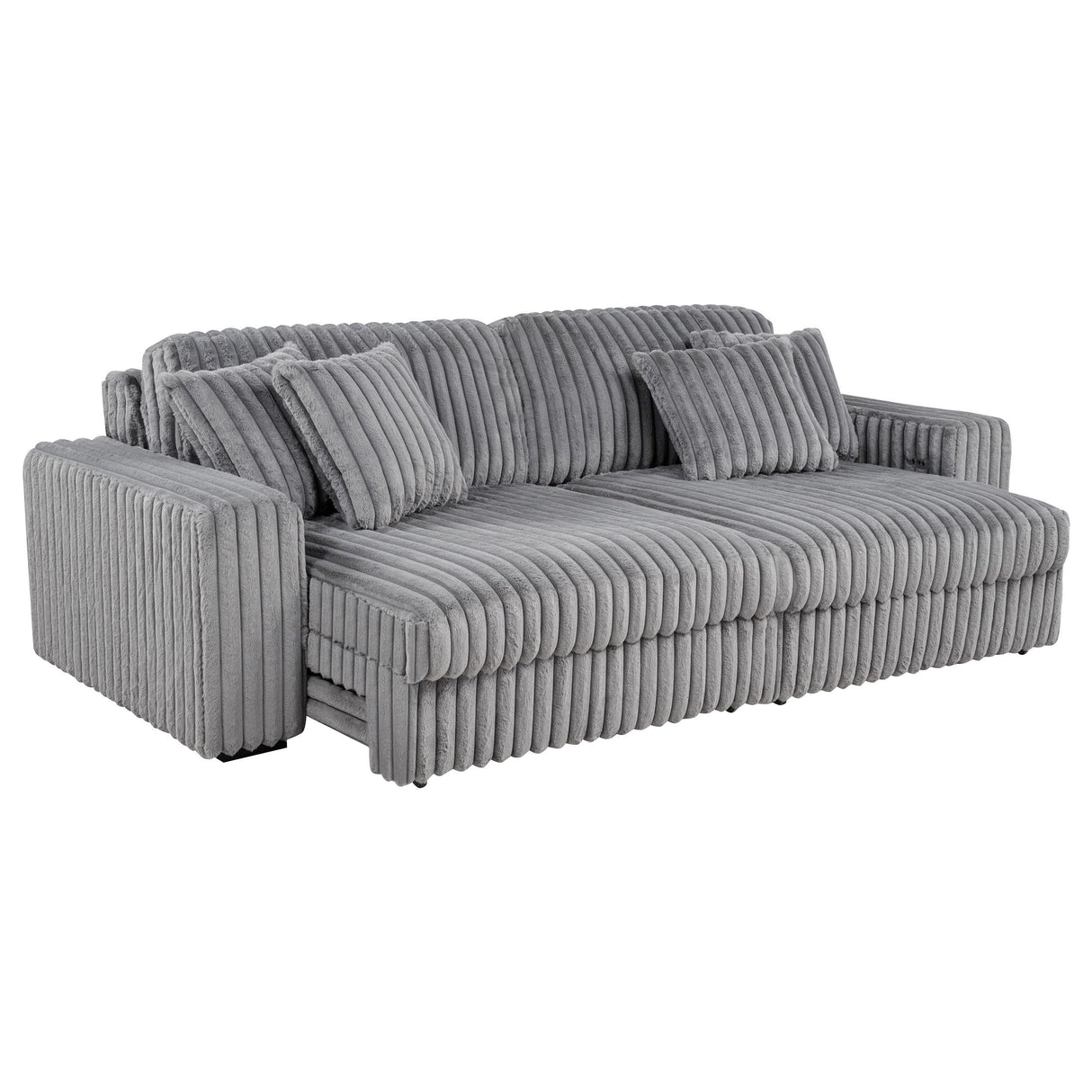 Jacana Gray Corduroy Upholstered Dual Power Chaise Sofa from Coaster - Luna Furniture