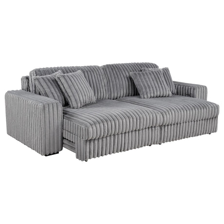 Jacana Gray Corduroy Upholstered Dual Power Chaise Sofa from Coaster - Luna Furniture