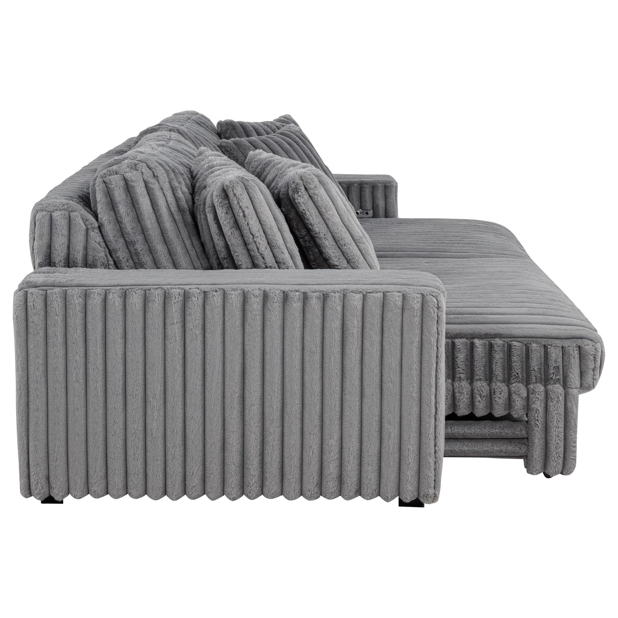 Jacana Gray Corduroy Upholstered Dual Power Chaise Sofa from Coaster - Luna Furniture