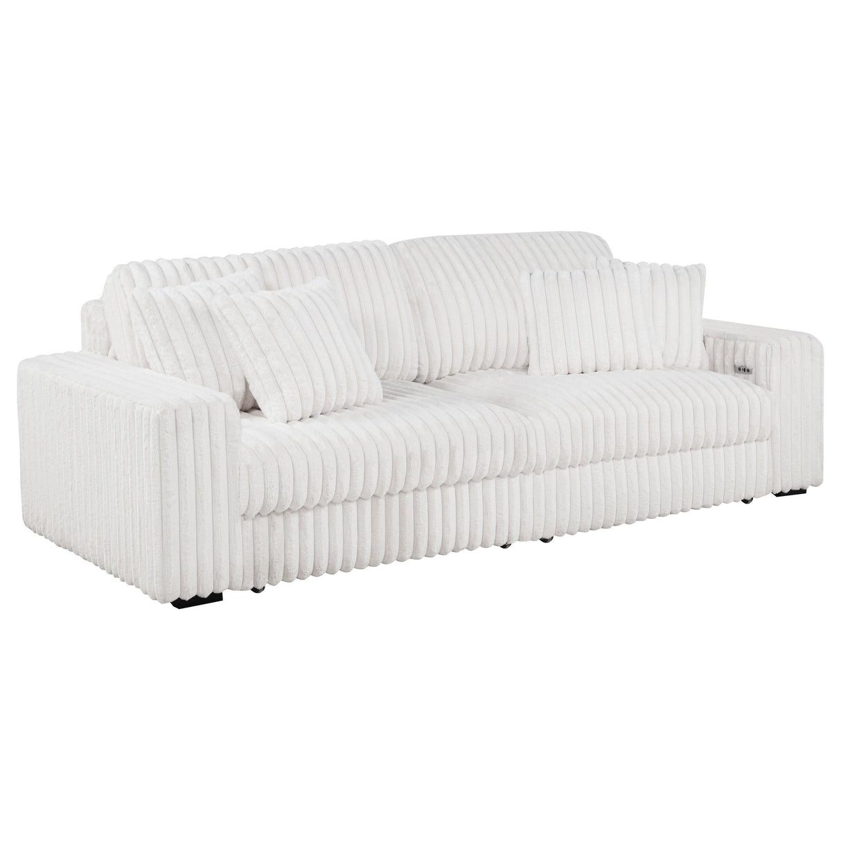 Jacana Ivory Corduroy Upholstered Dual Power Chaise Sofa from Coaster - Luna Furniture