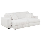 Jacana Ivory Corduroy Upholstered Dual Power Chaise Sofa from Coaster - Luna Furniture