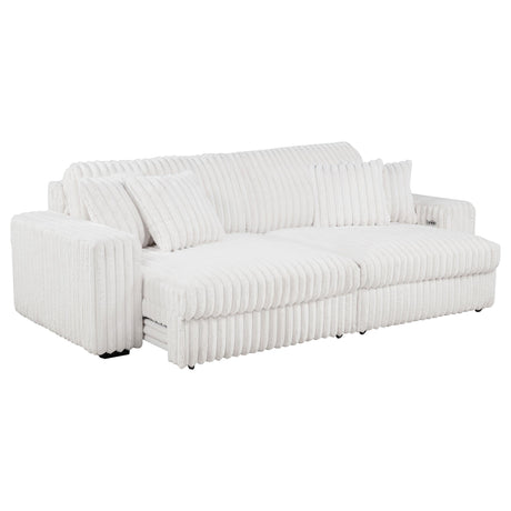 Jacana Ivory Corduroy Upholstered Dual Power Chaise Sofa from Coaster - Luna Furniture