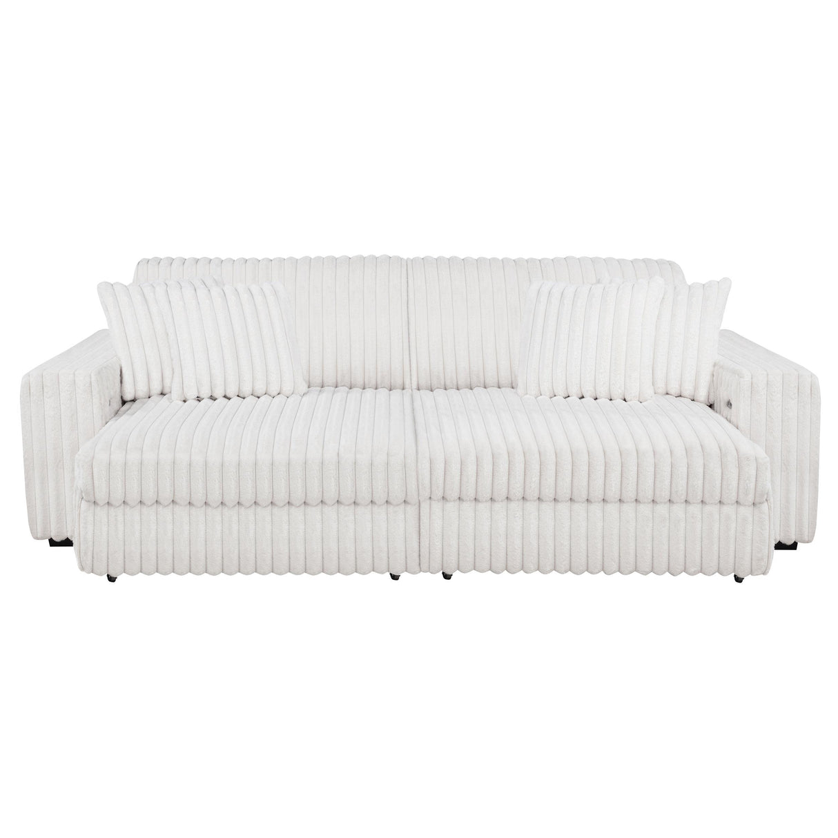 Jacana Ivory Corduroy Upholstered Dual Power Chaise Sofa from Coaster - Luna Furniture