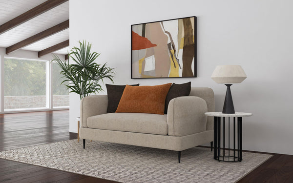 Jade Latte Chenille Upholstered Sculpted Track Arm Loveseat