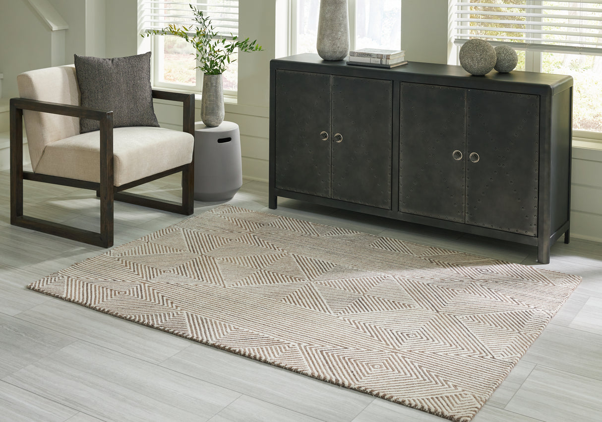 Jadott Beige/Brown Medium Rug from Ashley Furniture - Luna Furniture