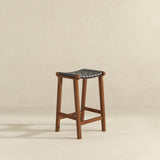 James Mid-Century Modern Genuine Black Leather 29" Bar Stool from Midinmod - Luna Furniture