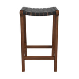 James Mid-Century Modern Genuine Black Leather 29" Bar Stool from Midinmod - Luna Furniture