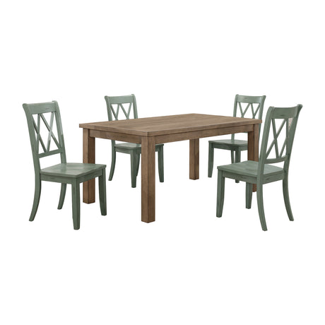 Janina Natural/Teal 5-Piece Dining Set from Homelegance - Luna Furniture