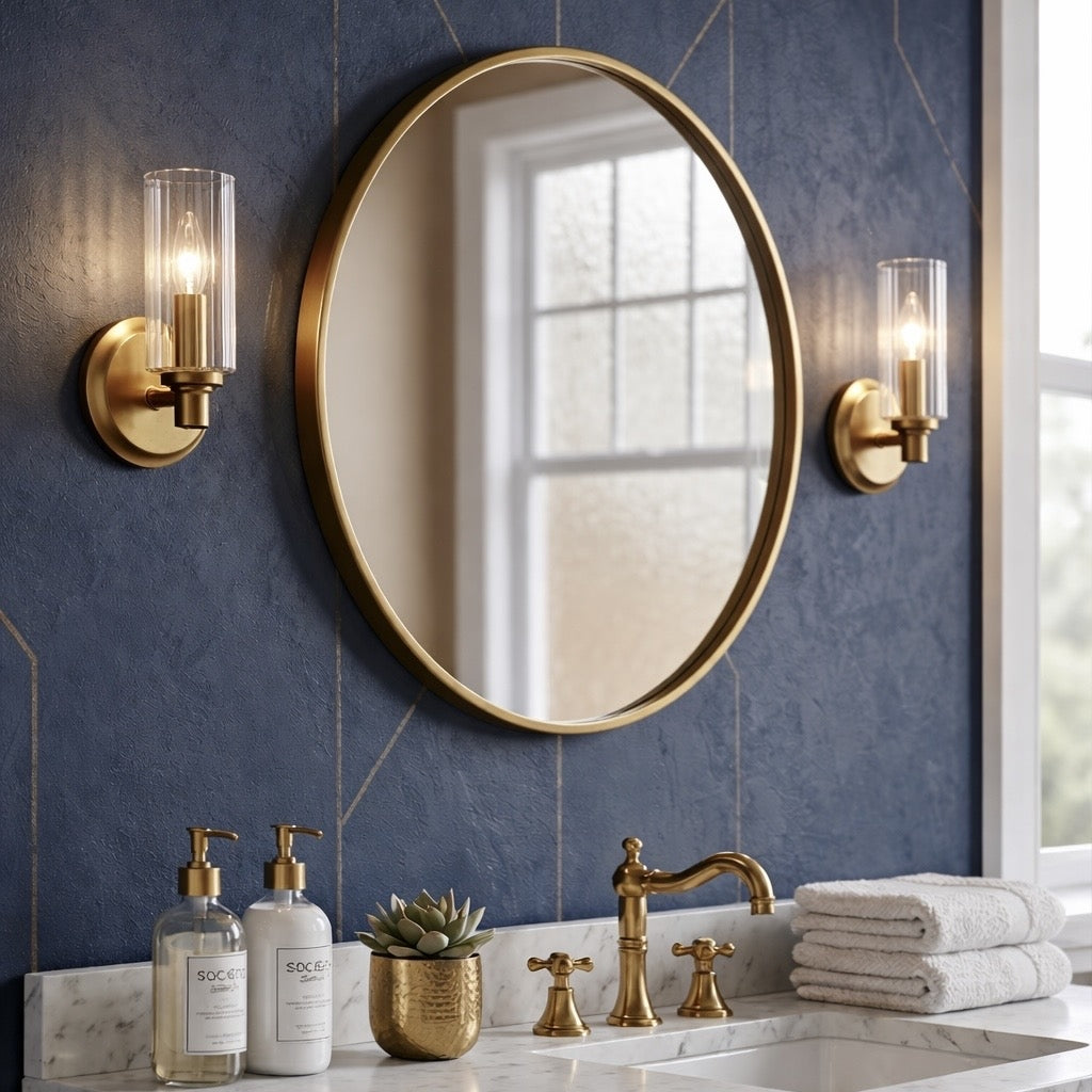 Jardin Single Light Wall Sconce with Clear Ribbed Glass and Satin Brass from Ashcroft Furniture - Luna Furniture