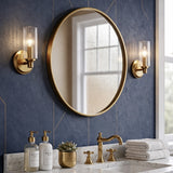 Jardin Single Light Wall Sconce with Clear Ribbed Glass and Satin Brass from Ashcroft Furniture - Luna Furniture