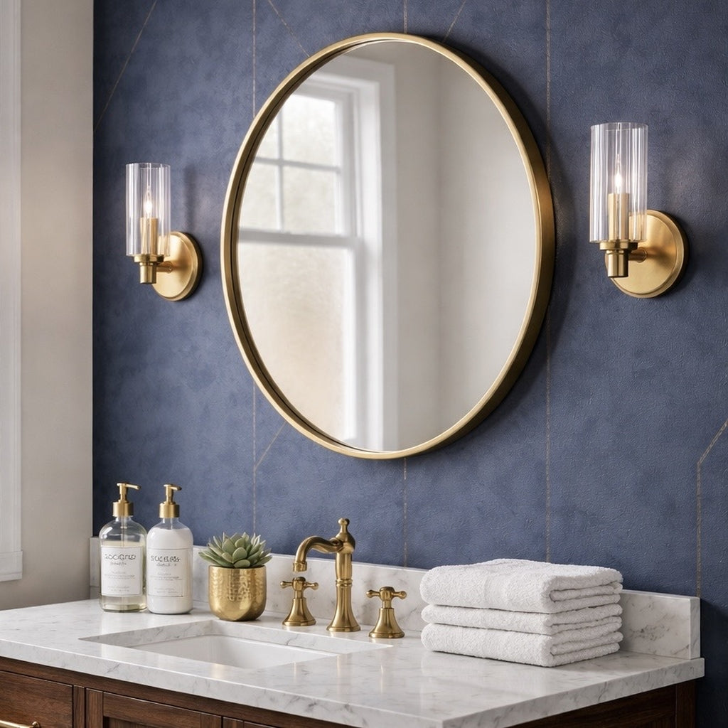 Jardin Single Light Wall Sconce with Clear Ribbed Glass and Satin Brass from Ashcroft Furniture - Luna Furniture