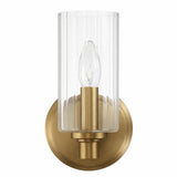 Jardin Single Light Wall Sconce with Clear Ribbed Glass and Satin Brass from Ashcroft Furniture - Luna Furniture