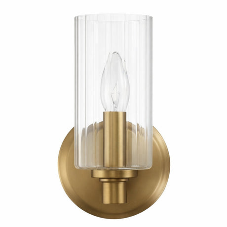 Jardin Single Light Wall Sconce with Clear Ribbed Glass and Satin Brass from Ashcroft Furniture - Luna Furniture