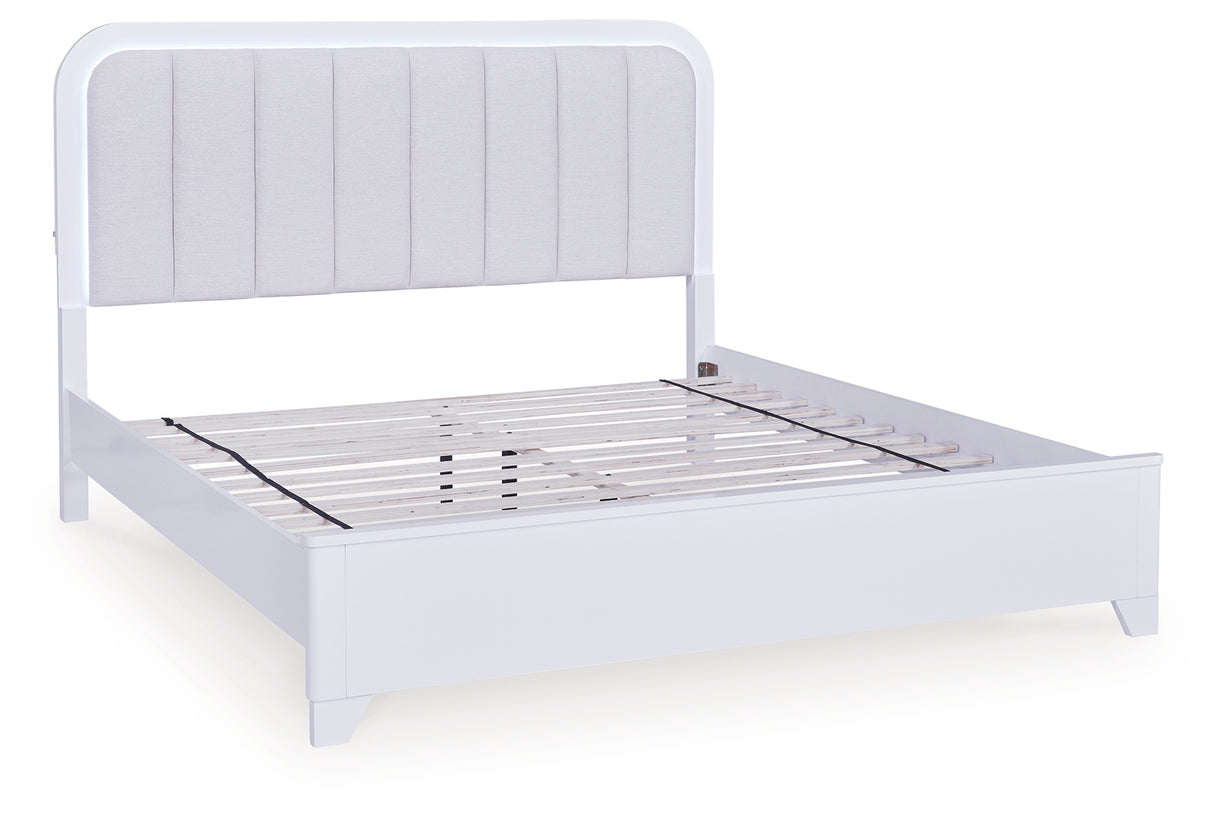 Jarlee White King Panel Bed, Dresser, Mirror and Nightstand from Ashley Furniture - Luna Furniture