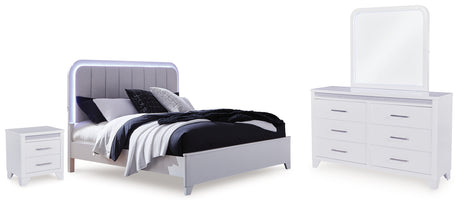 Jarlee White Queen Panel Bed, Dresser, Mirror and Nightstand from Ashley - Luna Furniture