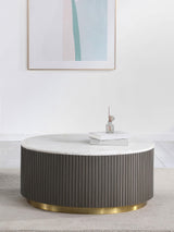 Jason White and Charcoal Round Marble Top Coffee Table from Coaster - Luna Furniture