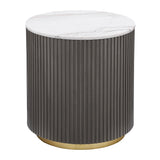Jason White and Charcoal Round Marble Top Side End Table from Coaster - Luna Furniture
