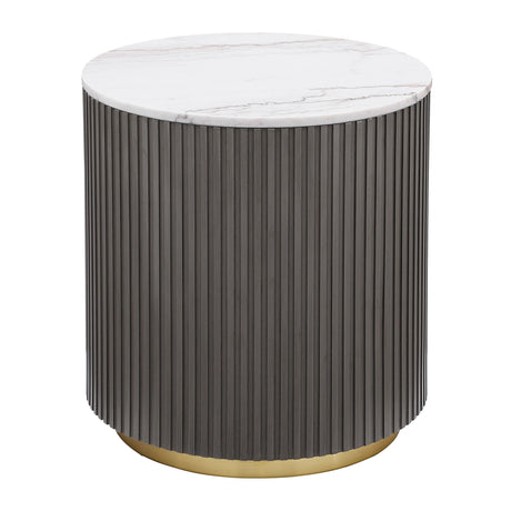 Jason White and Charcoal Round Marble Top Side End Table from Coaster - Luna Furniture
