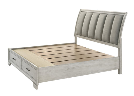 Jaymes White Mist Queen Footboard Storage Platform Bed from Crown Mark - Luna Furniture