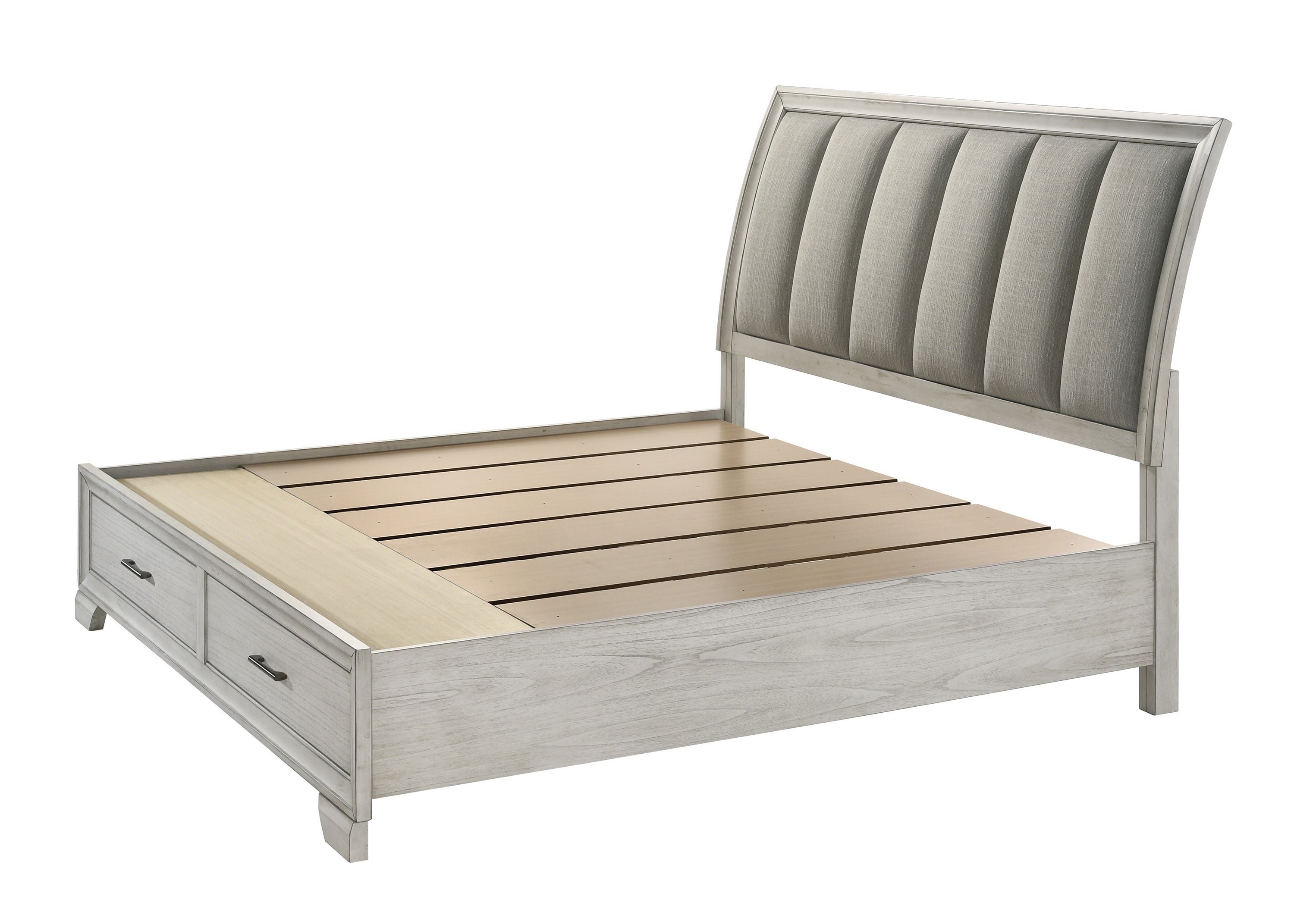 Jaymes White Mist Sleigh Storage Platform Bedroom Set – Luna Furniture