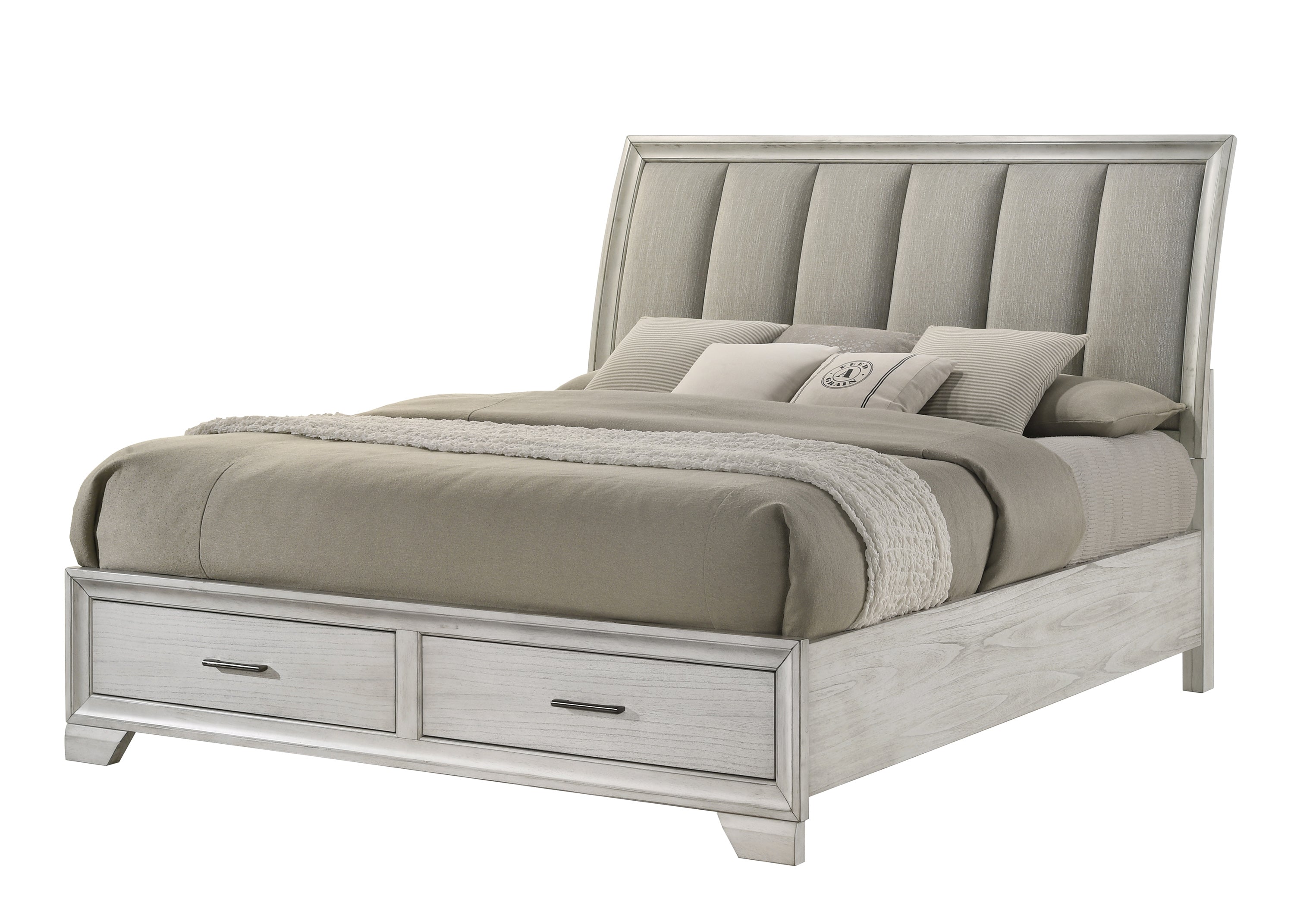 Jaymes White Mist Sleigh Storage Platform Bedroom Set – Luna Furniture