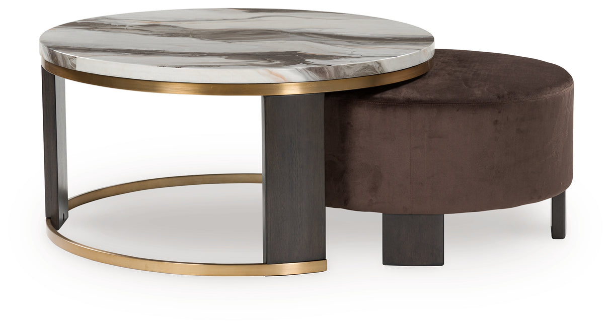 Jazmore Brown/Brass Finish Nesting Coffee Table (Set of 2) from Ashley - Luna Furniture