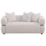 Jeanette Beige 73-inch Fabric Upholstered Round Arm Loveseat from Coaster - Luna Furniture