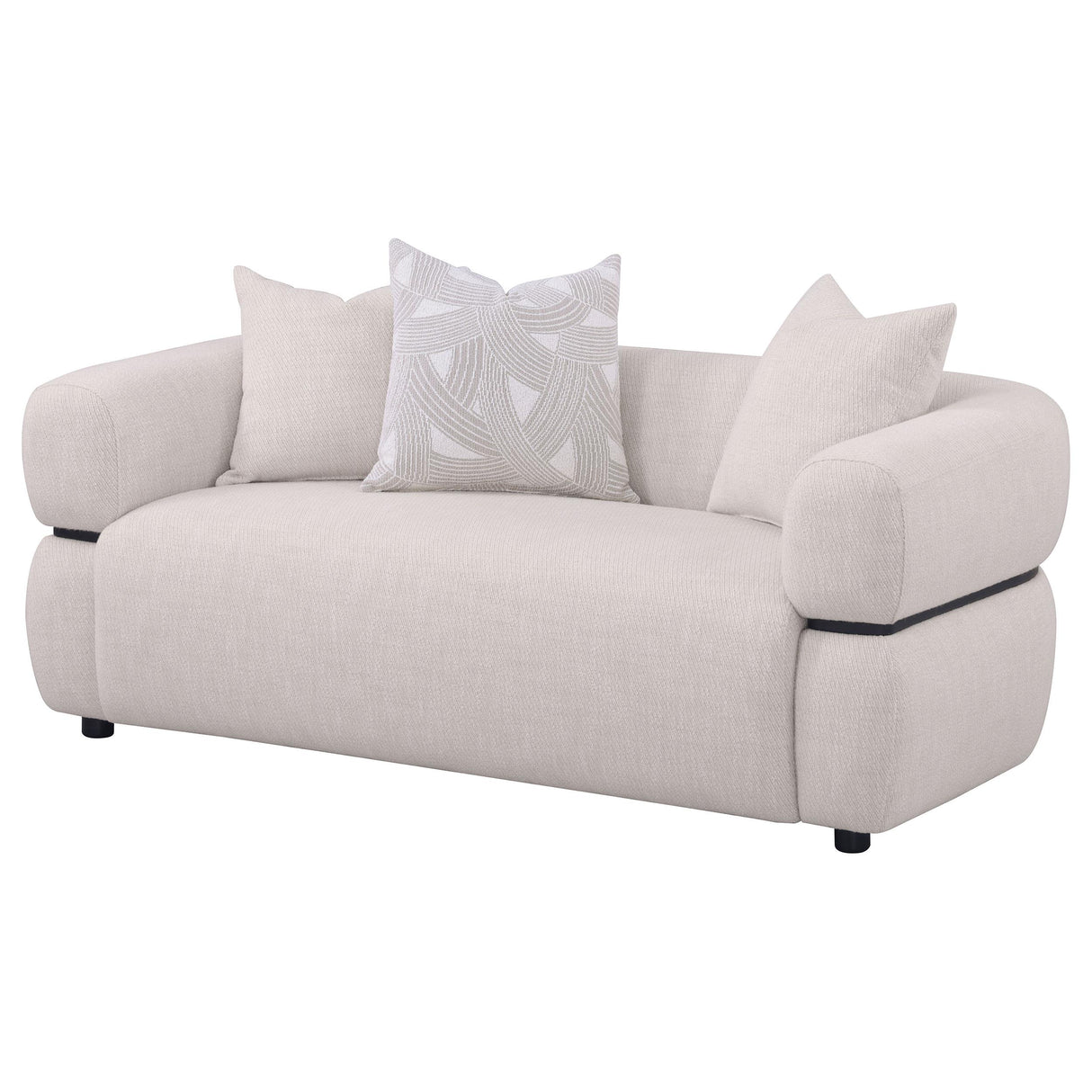 Jeanette Beige 73-inch Fabric Upholstered Round Arm Loveseat from Coaster - Luna Furniture