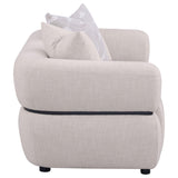 Jeanette Beige 73-inch Fabric Upholstered Round Arm Loveseat from Coaster - Luna Furniture