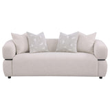 Jeanette Beige 84-inch Fabric Upholstered Round Arm Sofa from Coaster - Luna Furniture