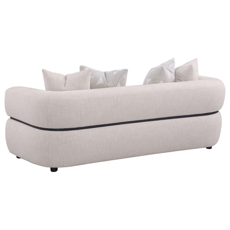 Jeanette Beige 84-inch Fabric Upholstered Round Arm Sofa from Coaster - Luna Furniture