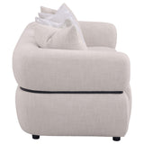 Jeanette Beige 84-inch Fabric Upholstered Round Arm Sofa from Coaster - Luna Furniture