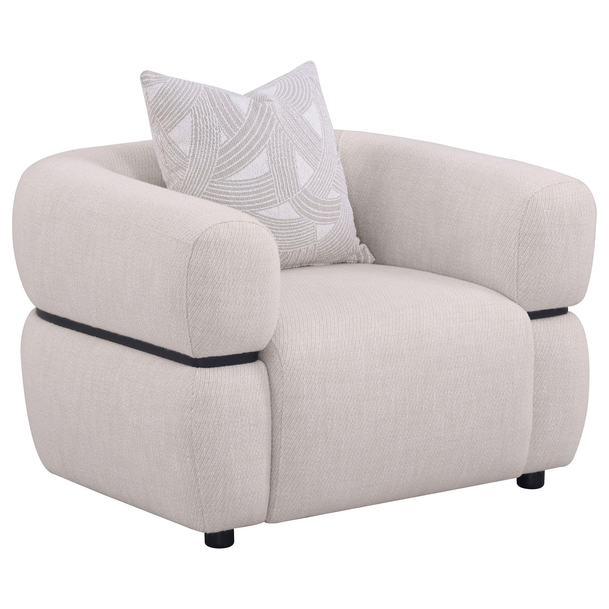 Jeanette Beige Fabric Upholstered Round Arm Accent Chair from Coaster - Luna Furniture